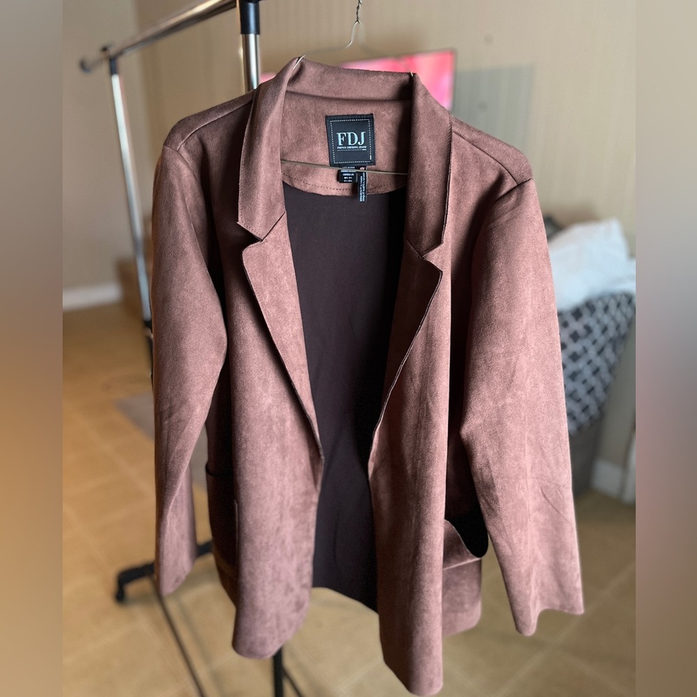 FDJ Paris Women's Brown Suede-Feel Blazer